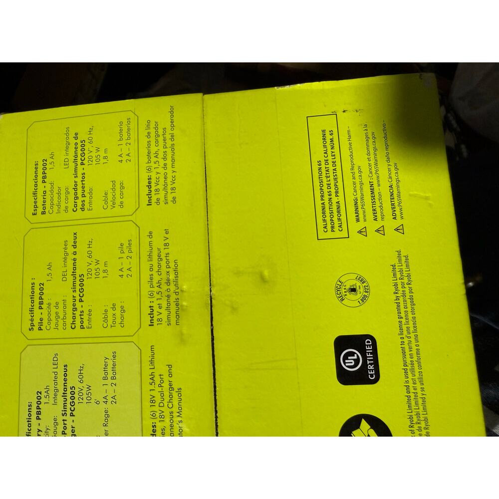 Ryobi ONE+ 18V Battery Kit 6 Pack + Dual Charger Lithium Starter Set - Picture 3 of 8